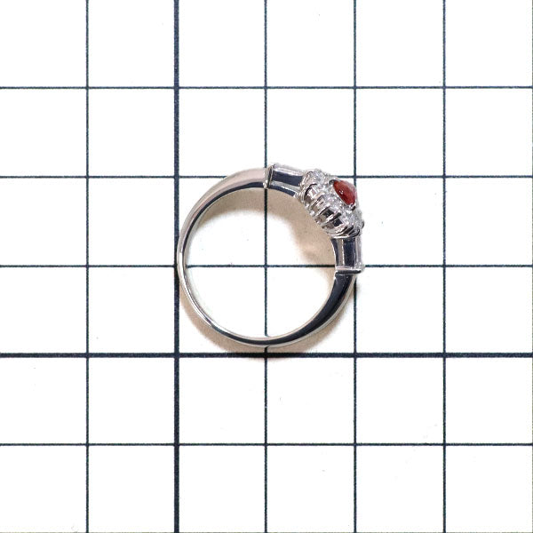 Pt900 レッドスピネル ダイヤモンド リング 0.33ct 0.48ct