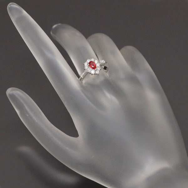Pt900 レッドスピネル ダイヤモンド リング 0.33ct 0.48ct