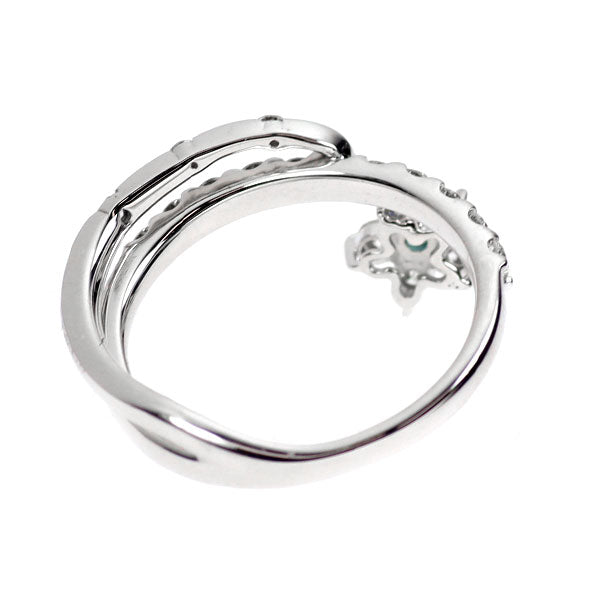 K18WG パライバトルマリン ダイヤモンド リング 0.03ct D0.51ct フラワー