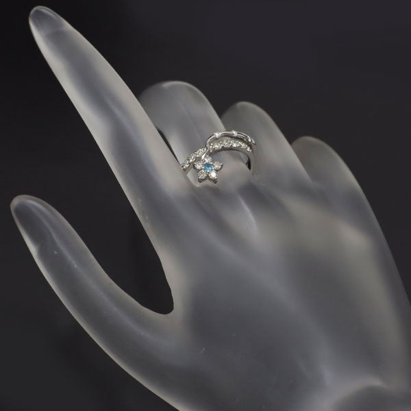 K18WG パライバトルマリン ダイヤモンド リング 0.03ct D0.51ct フラワー