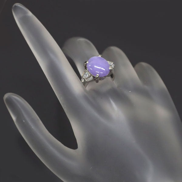 Pt900 ラベンダー翡翠 ダイヤモンド リング 5.57ct D0.44ct