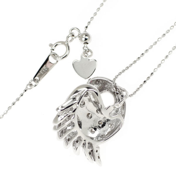 K18WG ダイヤモンド ルビー ペンダントネックレス 0.24ct R0.02ct 白鳥