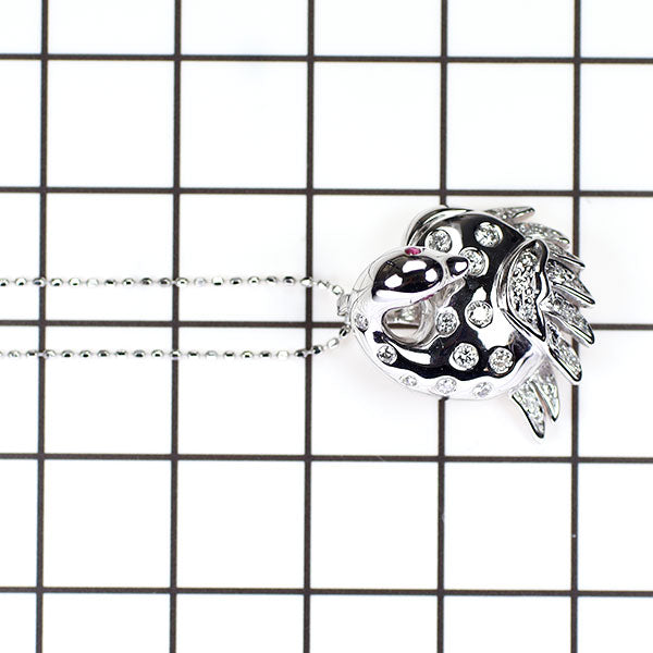 K18WG ダイヤモンド ルビー ペンダントネックレス 0.24ct R0.02ct 白鳥