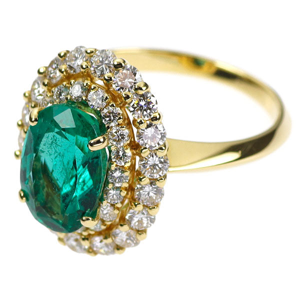 クイーン K18YG ザンビア産 ノンオイルエメラルド ダイヤモンド リング 2.33ct