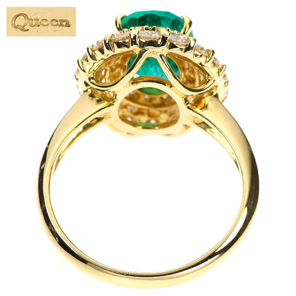 クイーン K18YG ザンビア産 ノンオイルエメラルド ダイヤモンド リング 2.33ct