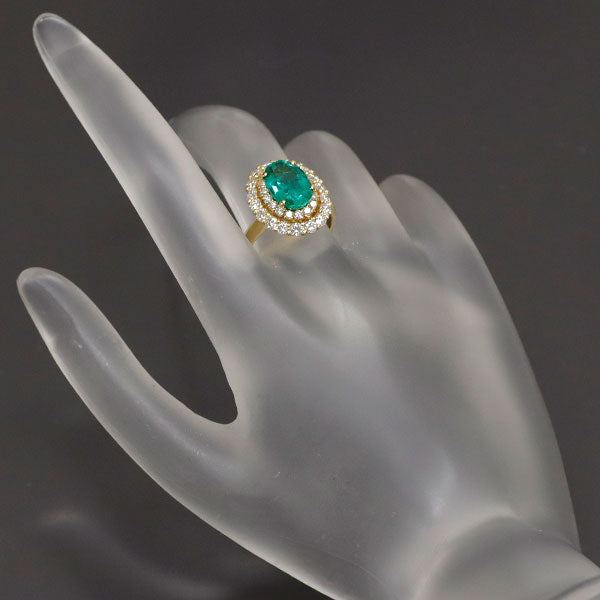 クイーン K18YG ザンビア産 ノンオイルエメラルド ダイヤモンド リング 2.33ct