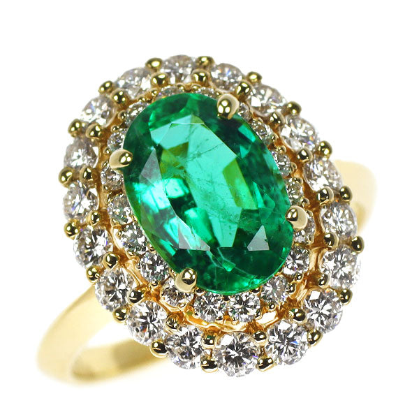 クイーン K18YG ザンビア産 ノンオイルエメラルド ダイヤモンド リング 2.33ct