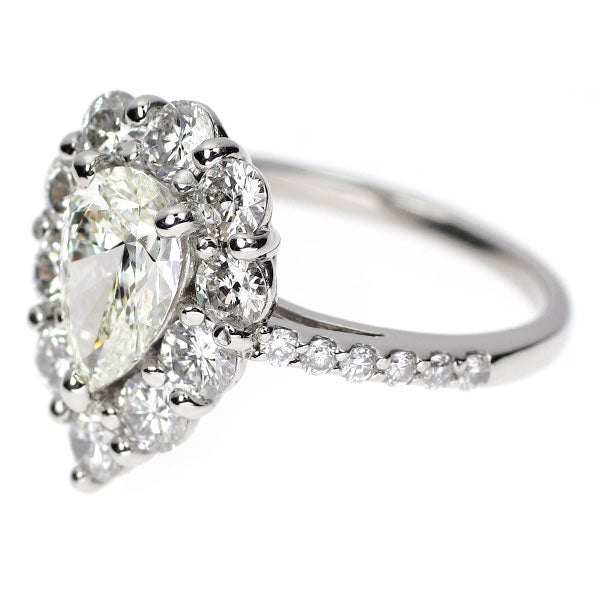 Pt900 ペアシェイプ ダイヤモンド リング 1.028ct J SI1 D1.28ct