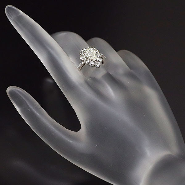 Pt900 ペアシェイプ ダイヤモンド リング 1.028ct J SI1 D1.28ct