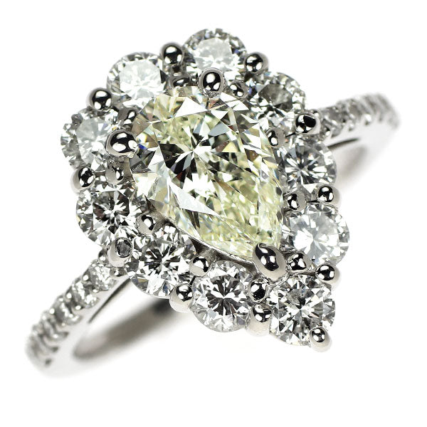 Pt900 ペアシェイプ ダイヤモンド リング 1.028ct J SI1 D1.28ct