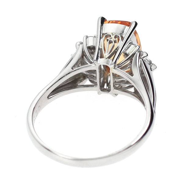 Pt900 インペリアルトパーズ ダイヤモンド リング 2.45ct D0.30ct