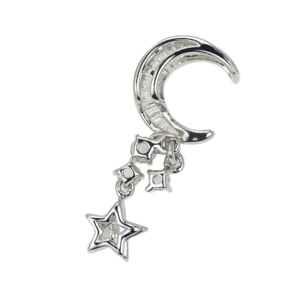 K18WG ダイヤモンド ペンダントトップ 0.20ct  星  月 2WAY