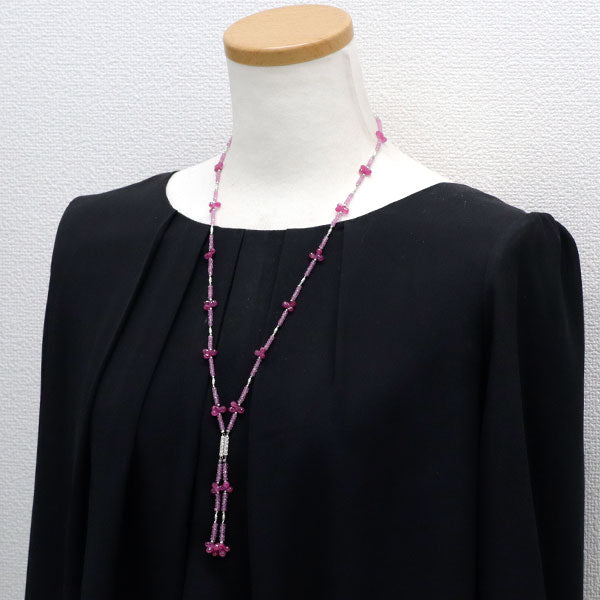 K18WG ピンクサファイア ネックレス 75.00ct