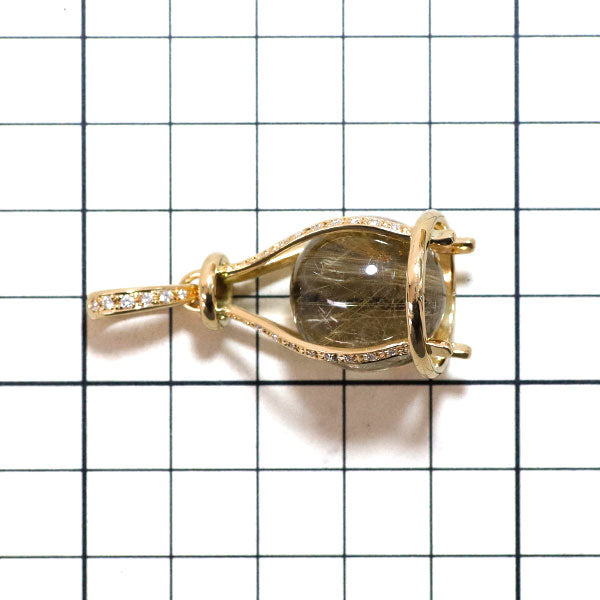 K18YG ルチルクオーツ ダイヤモンド ペンダントトップ 39.82ct D0.17ct