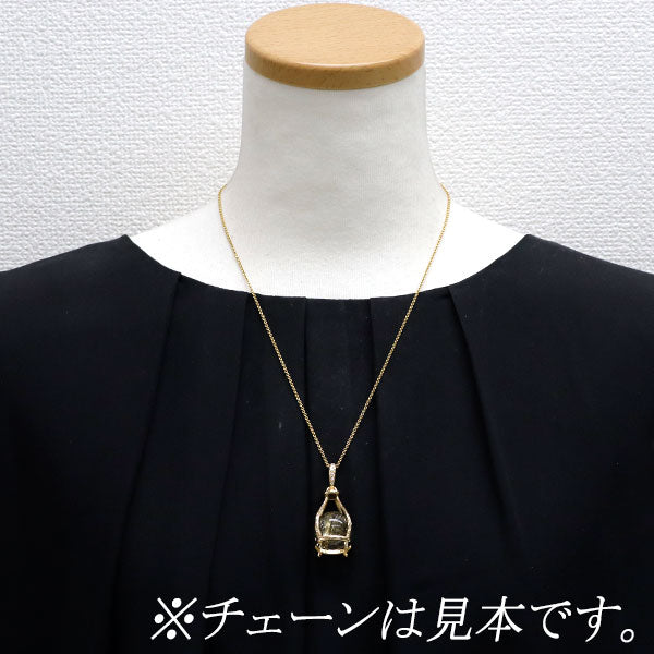 K18YG ルチルクオーツ ダイヤモンド ペンダントトップ 39.82ct D0.17ct