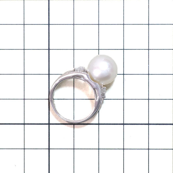 田崎真珠 K18WG 白蝶 真珠/パール ダイヤモンド リング 径約12.1mm 0.40ct