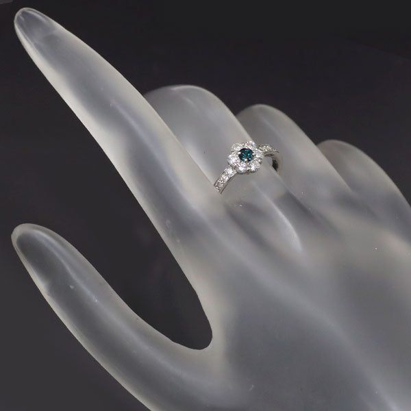 希少 Pt900 アレキサンドライト ダイヤモンド リング 0.15ct D0.57ct フラワー