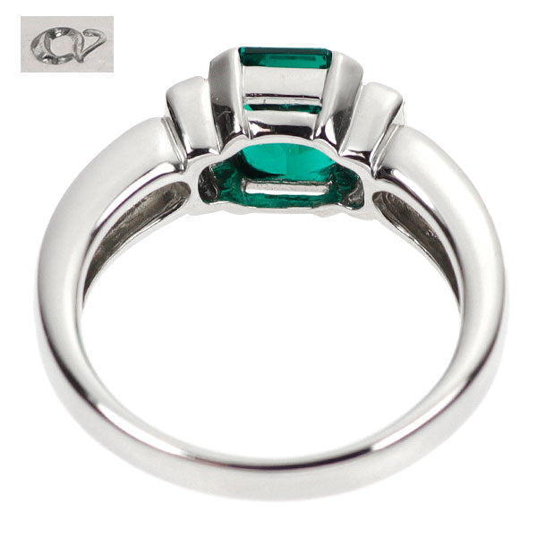 クレサンベール Pt950 再結晶エメラルド ダイヤモンド リング 1.20ct D0.30ct