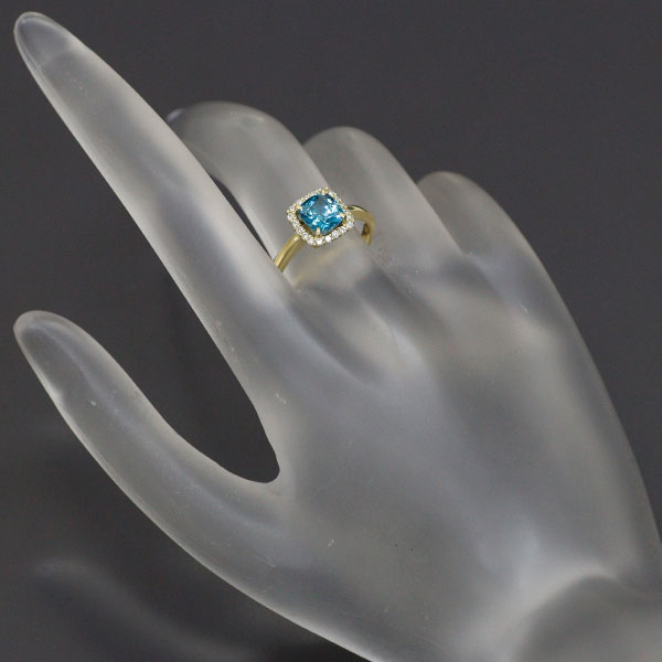 K18YG ブルージルコン ダイヤモンド リング 1.76ct D0.16ct K18YG ブルージルコン ダイヤモンド リング 1.76ct D0.16ct
