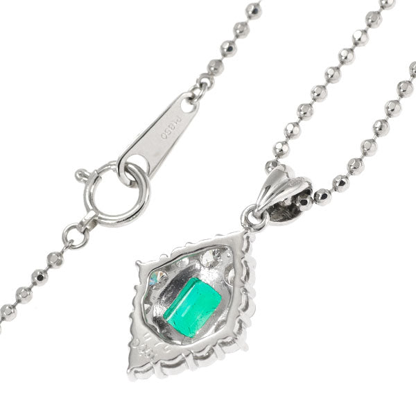 Pt エメラルド ダイヤモンド ペンダントネックレス 0.70ct D0.61ct