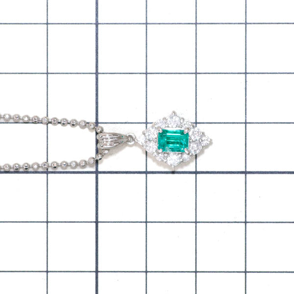 Pt エメラルド ダイヤモンド ペンダントネックレス 0.70ct D0.61ct