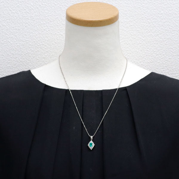 Pt エメラルド ダイヤモンド ペンダントネックレス 0.70ct D0.61ct