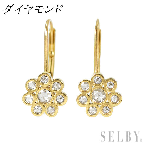 K18YG ローズカットダイヤモンド ピアス