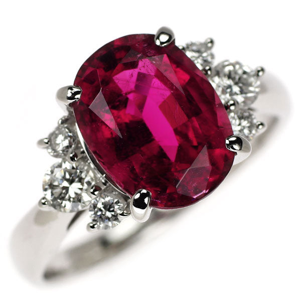Pt900 ルベライト ダイヤモンド リング 4.06ct Ｄ0.50ct