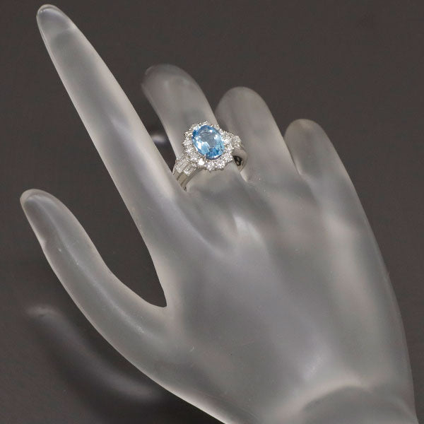 Pt900 アクアマリン ダイヤモンド リング 1.98ct D0.81ct