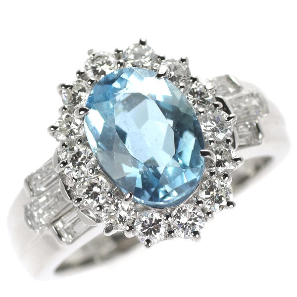 Pt900 アクアマリン ダイヤモンド リング 1.98ct D0.81ct