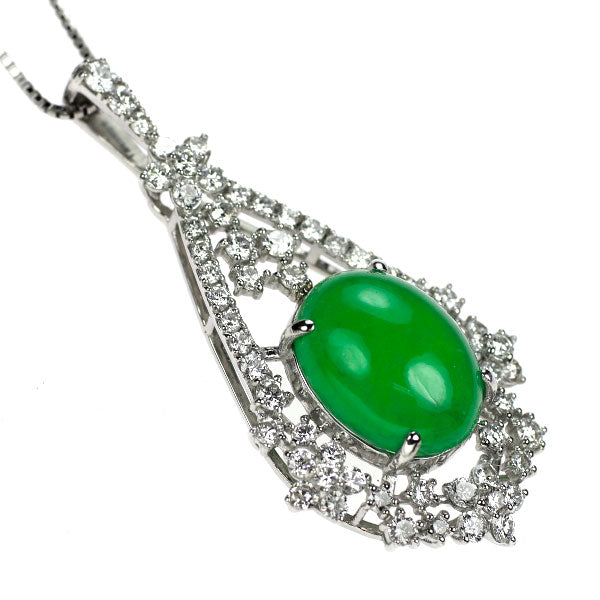 Pt 翡翠 ダイヤモンド ペンダントネックレス 5.43ct 0.91ct