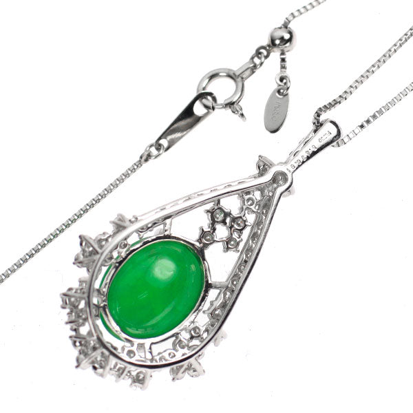 Pt 翡翠 ダイヤモンド ペンダントネックレス 5.43ct 0.91ct