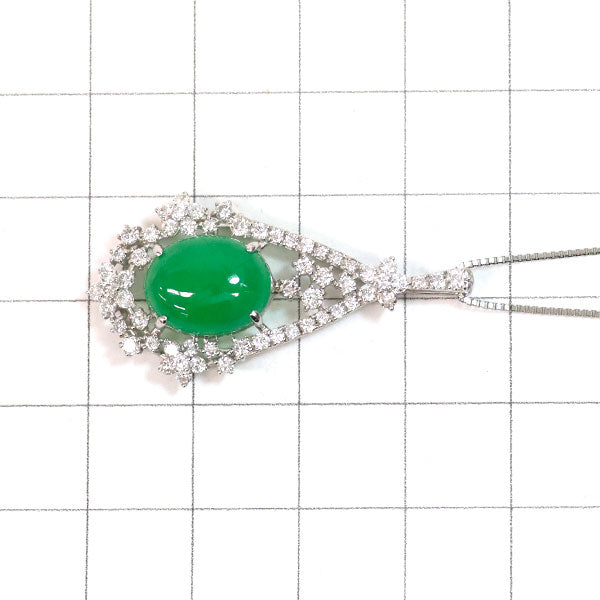 Pt 翡翠 ダイヤモンド ペンダントネックレス 5.43ct 0.91ct