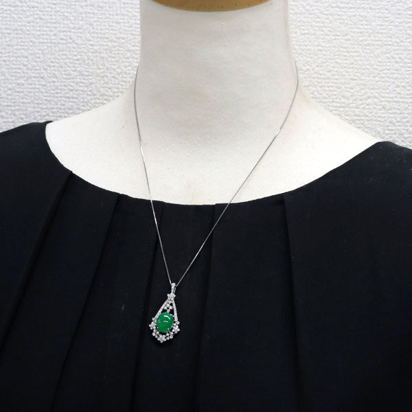 Pt 翡翠 ダイヤモンド ペンダントネックレス 5.43ct 0.91ct