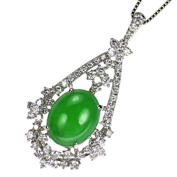 Pt 翡翠 ダイヤモンド ペンダントネックレス 5.43ct 0.91ct