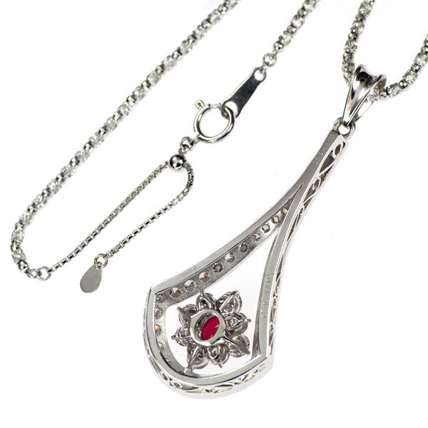 Pt900/K18WG ビルマ/ミャンマー産 ルビー ダイヤモンド ペンダントネックレス 1.071ct D3.26ct