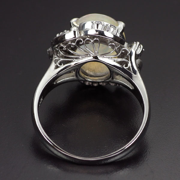 Pt900 オパール ダイヤモンド リング 2.384ct D0.33ct