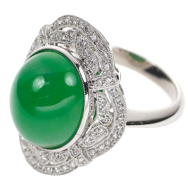 Pt900 翡翠 ダイヤモンド リング 13.00ct 0.53ct