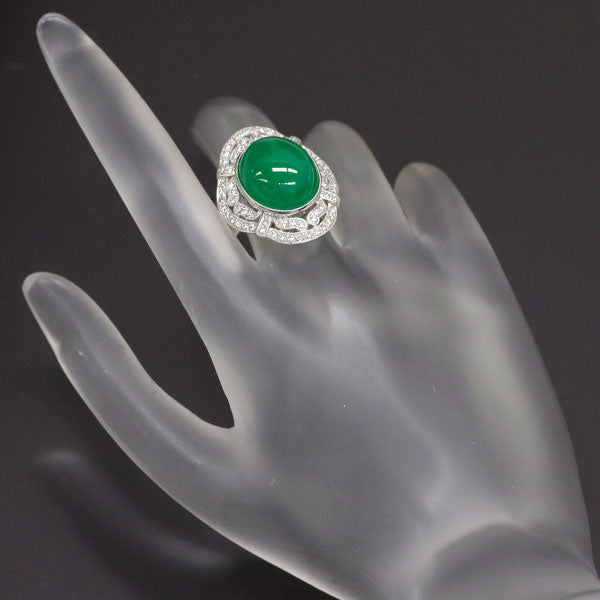 Pt900 翡翠 ダイヤモンド リング 13.00ct 0.53ct