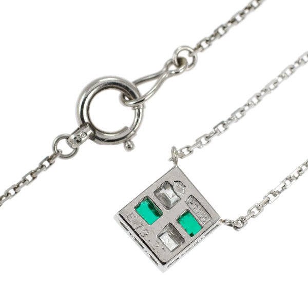銀座ミワ Pt900 エメラルド ダイヤモンド ペンダントネックレス 0.19ct D0.23ct