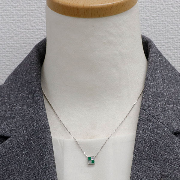 銀座ミワ Pt900 エメラルド ダイヤモンド ペンダントネックレス 0.19ct D0.23ct