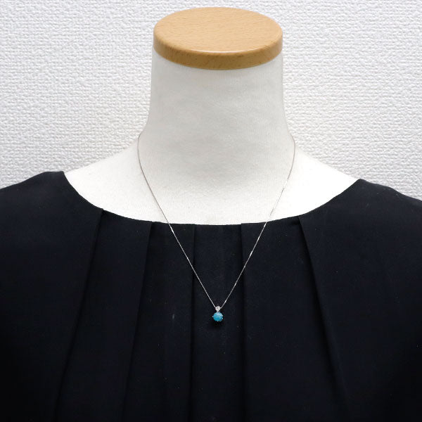 K18WG ブラジル産 パライバトルマリン ダイヤモンド ペンダントネックレス 0.96ct D0.03ct