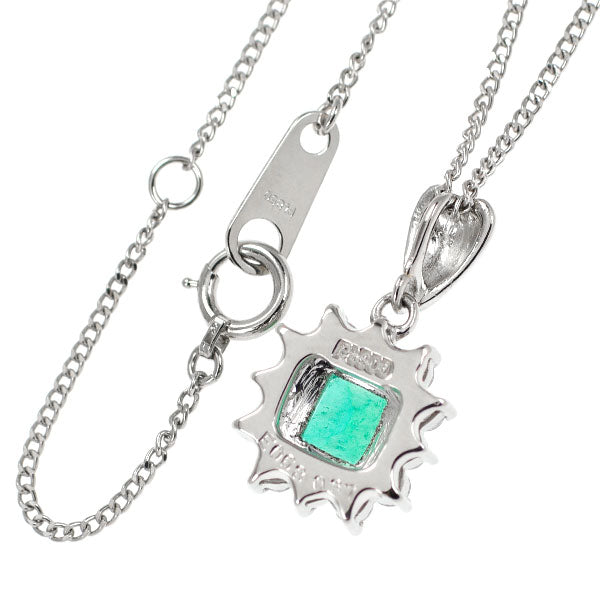 Pt エメラルド ダイヤモンド ペンダントネックレス 0.68ct D0.37ct
