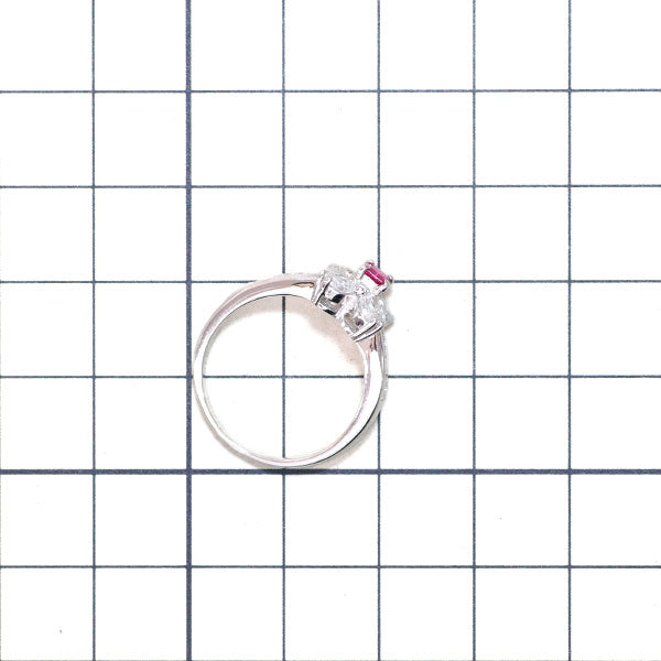 希少 Pt900 ビスクバイト レッド ベリル/エメラルド ダイヤモンド リング 0.13ct D0.70ct