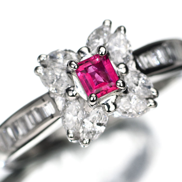 希少 Pt900 ビスクバイト /レッドベリル ダイヤモンド リング 0.13ct D0.70ct