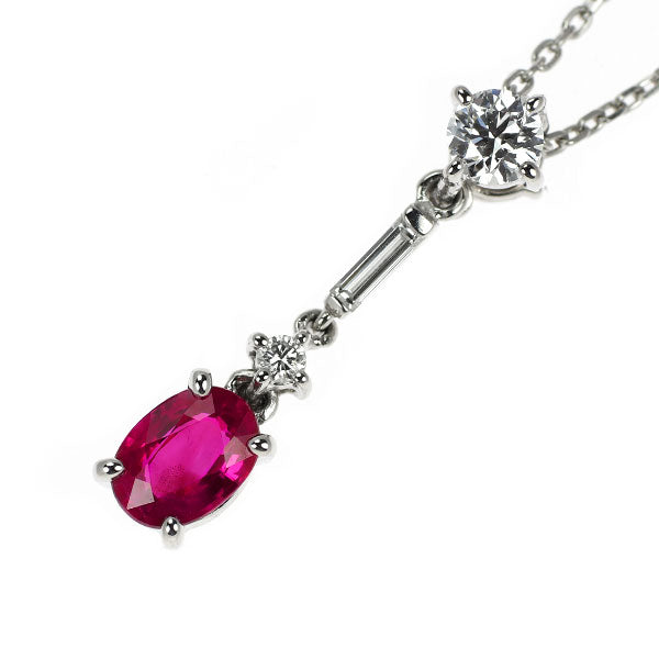 Pt900 / Pt850 ルビー ダイヤモンド ペンダントネックレス 0.87ct D0.31ct