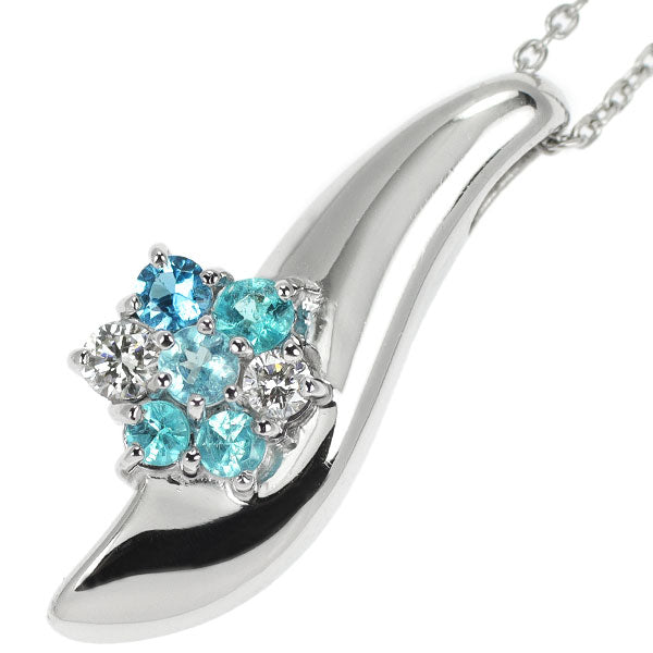 Pt パライバトルマリン ダイヤモンド ペンダントネックレス 0.17ct D0.07ct