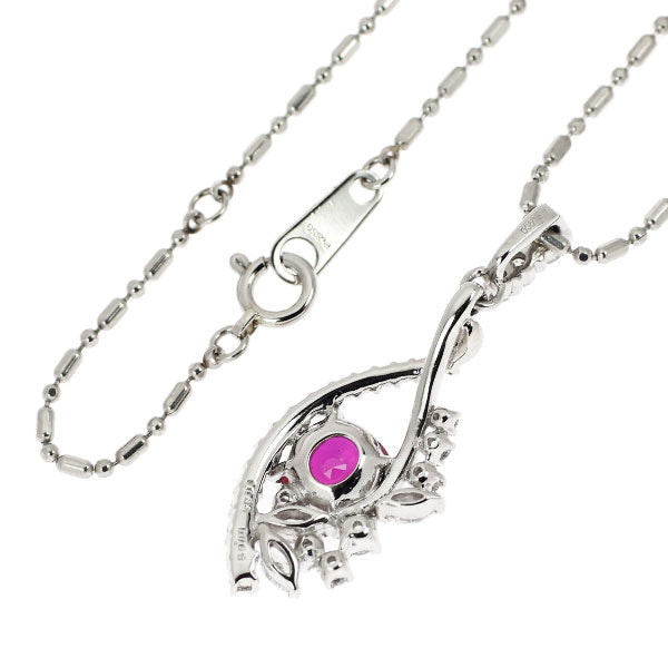 Pt900/ Pt850 ルビー ダイヤモンド ペンダントネックレス 1.034ct D0.63ct
