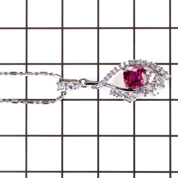 Pt900/ Pt850 ルビー ダイヤモンド ペンダントネックレス 1.034ct D0.63ct