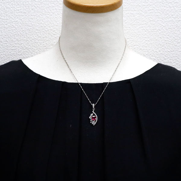 Pt900/ Pt850 ルビー ダイヤモンド ペンダントネックレス 1.034ct D0.63ct